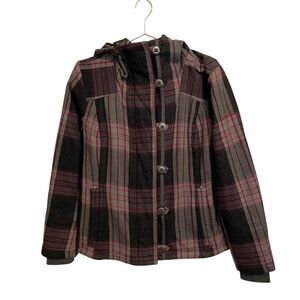 Columbia Sportswear Plaid Jacket Wool Blend Full Zip‎ Size MED